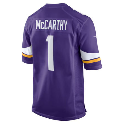 MN.Vikings #1 J.J. McCarthy 2024 Draft First Round Pick Player Game Jersey - Purple American Football Jerseys - Main View