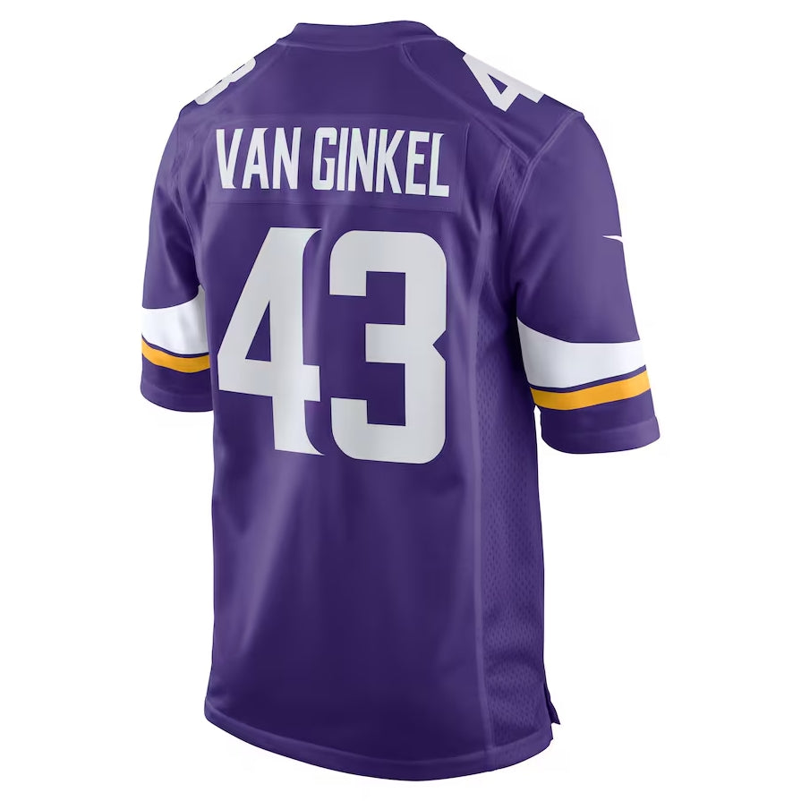 MN.Vikings #43 Andrew Van Ginkel Team Game Jersey - Purple American Football Jerseys - Main View