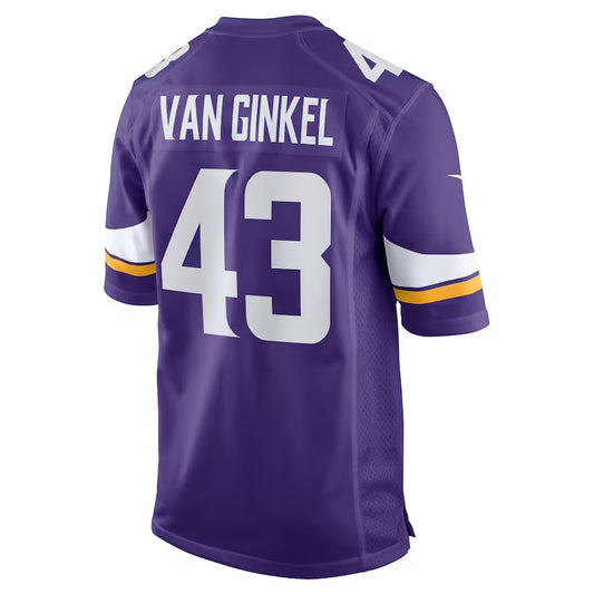 MN.Vikings #43 Andrew Van Ginkel Team Game Jersey - Purple American Football Jerseys - Main View