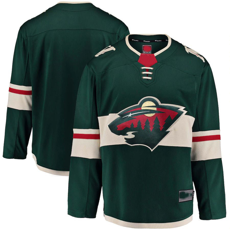 M.Wild Fanatics Branded Breakaway Home Jersey Green Stitched American Hockey Jerseys - Main View