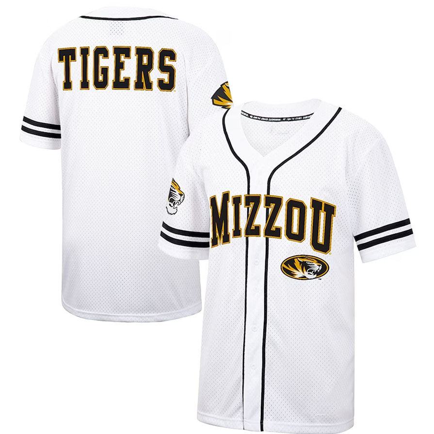 M.Tigers Colosseum Free Spirited Mesh Button-Up Baseball Jersey - White American College Jerseys - Main View