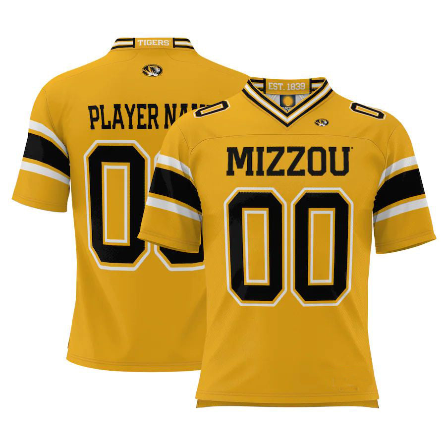Custom M.Tigers ProSphere Youth NIL Pick-A-Player Gold Football Jersey American Stitched College Jerseys - Main View