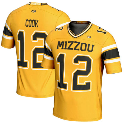 M.Tigers #12 Brady Cook GameDay Greats NIL Player Football Jersey - Gold American College Jerseys - Main View