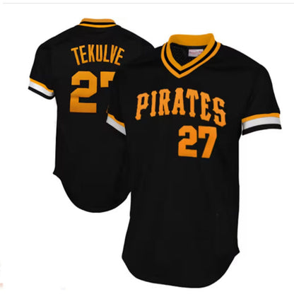 Pittsburgh Pirates #27  Kent Tekulve Mitchell & Ness 1982 Cooperstown Collection Authentic Practice Jersey - Black Baseball Jerseys - Main View