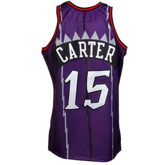 T.Raptors #15 Vince Carter Mitchell & Ness 1998-1999 Throwback Authentic Jersey Purple Stitched American Basketball Jersey - Main View