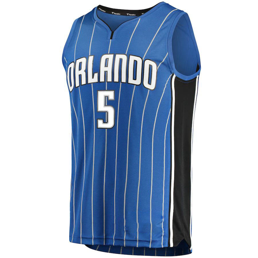O.Magic #5 Mohamed Bamba Fanatics Branded  Fast Break Replica Jersey Blue Icon Edition Stitched American Basketball Jersey - Main View