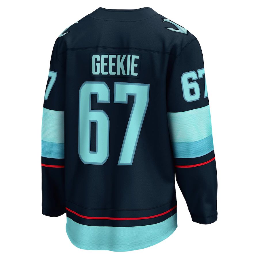 S.Kraken #67 Morgan Geekie Fanatics Branded Home Breakaway Player Jersey Blue Stitched American Hockey Jerseys - Main View
