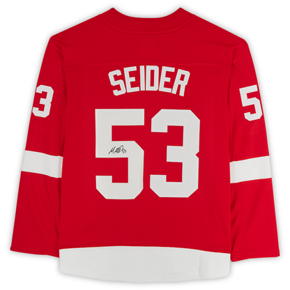D.Red Wings #53 Moritz Seider Fanatics Authentic Autographed Fanatics Breakaway Jersey  Red Stitched American Hockey Jerseys - Main View