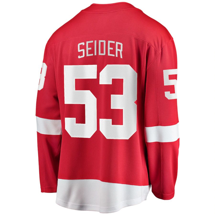 D.Red Wings #53 Moritz Seider Fanatics Branded Home Breakaway Player Jersey Red Stitched American Hockey Jerseys - Main View
