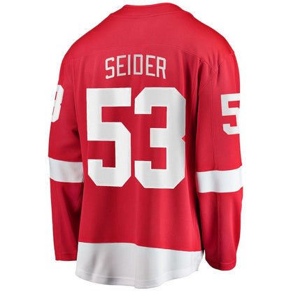 D.Red Wings #53 Moritz Seider Fanatics Branded Home Breakaway Player Jersey Red Stitched American Hockey Jerseys - Main View