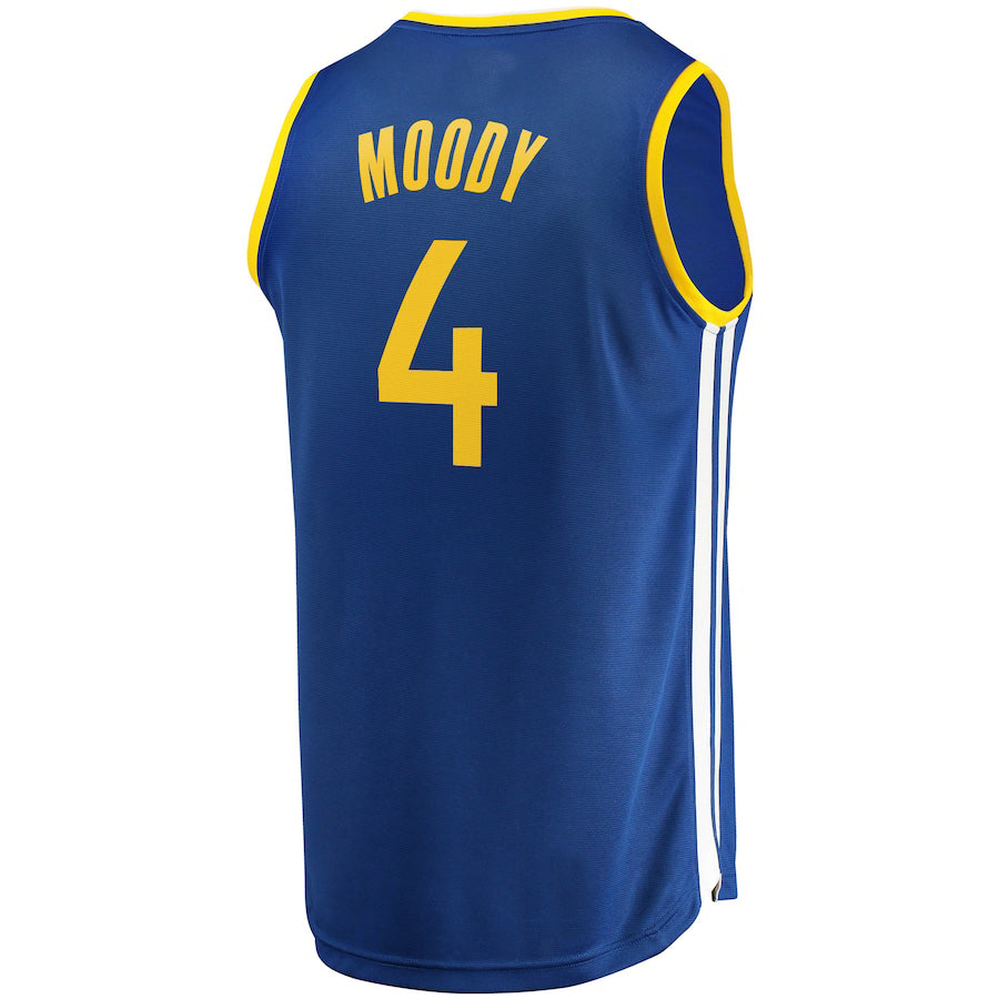 G.State Warriors #4 Moses Moody Fanatics Branded 2021-22 Fast Break Replica Jersey Icon Edition Royal Stitched American Basketball Jersey - Main View