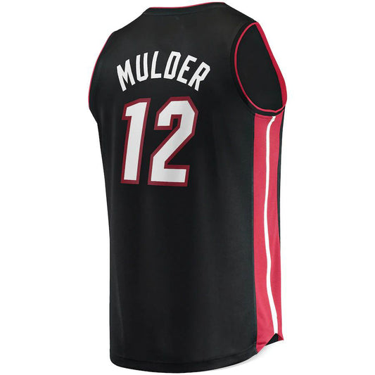 M.Heat #12 Mychal Mulder Fanatics Branded 2021-22 Fast Break Replica Jersey Icon Edition Black Stitched American Basketball Jersey - Main View