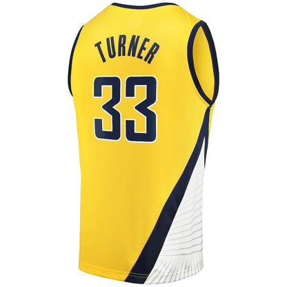 IN.Pacers #33 Myles Turner Fanatics Branded Fast Break Replica Jersey Statement Edition Gold Stitched American Basketball Jersey - Main View