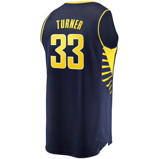 IN.Pacers #33 Myles Turner Fanatics Branded Fast Break Replica Jersey Navy Icon Edition Stitched American Basketball Jersey - Main View