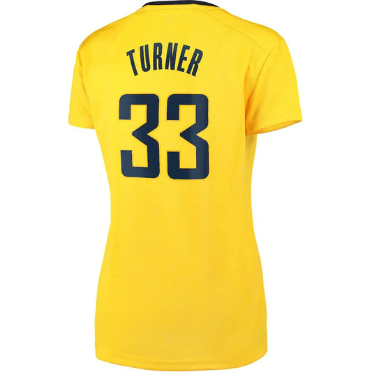 IN.Pacers #33 Myles Turner Fanatics Branded Fast Break Player Replica Jersey Statement Edition Gold Stitched American Basketball Jersey - Main View