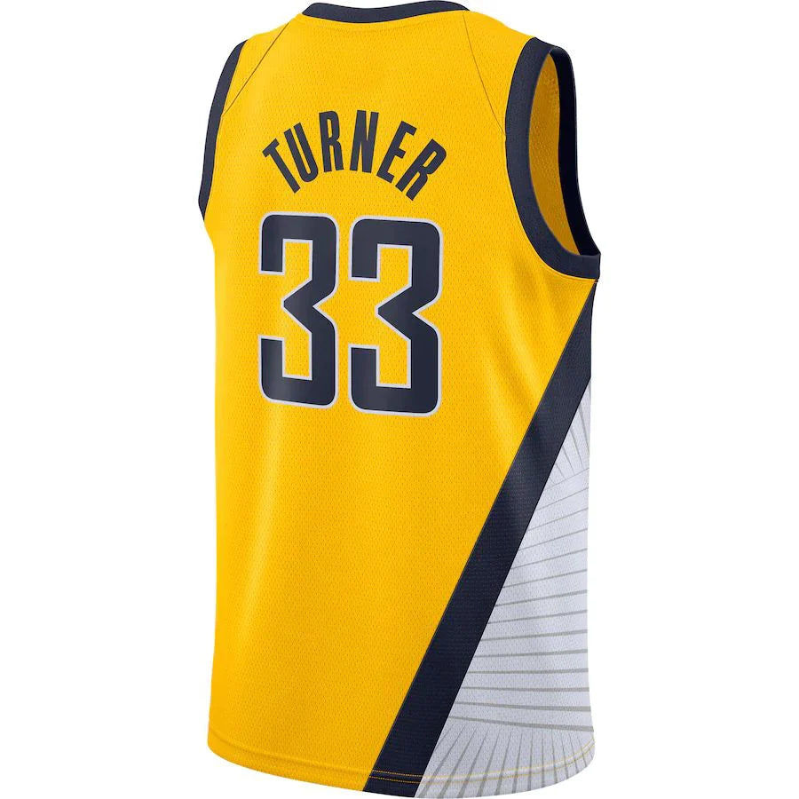 IN.Pacers #33 Myles Turner Swingman Jersey Statement Edition Gold Stitched American Basketball Jersey - Main View