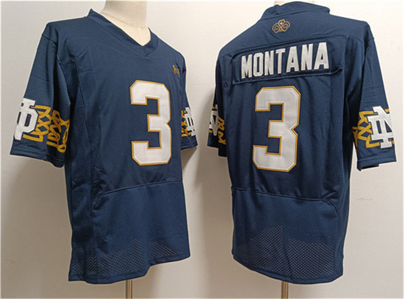 N.Dame Fighting Irish #3 Joe Montana Navy With Name Limited Stitched Jersey College Jerseys - Main View