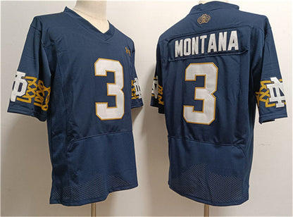 N.Dame Fighting Irish #3 Joe Montana Navy With Name Limited Stitched Jersey College Jerseys - Main View