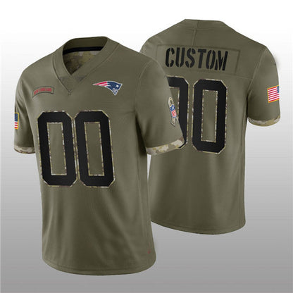 Custom NE.Patriots ACTIVE PLAYER 2022 Olive Salute To Service Limited Stitched Jersey  American Football Jerseys - Main View