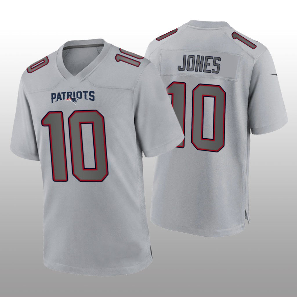 NE.Patriots #10 Mac Jones Gray Atmosphere Fashion Game Jersey Stitched American Football Jerseys - Main View