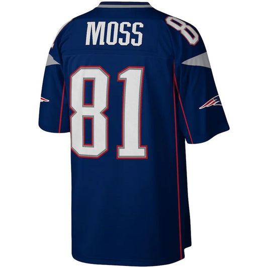 NE.Patriots #81 Randy Moss Mitchell & Ness Navy Legacy Replica Jersey Stitched American Football Jerseys - Main View