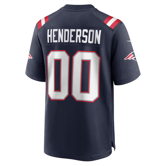 NE.Patriots #00 TreVeyon Henderson Navy 2025 Draft Game Stitched American Football Jerseys - Main View