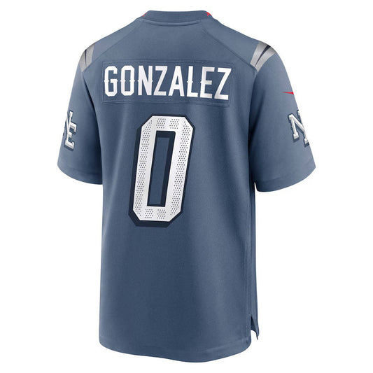 NE.Patriots #0 Christian Gonzalez 2025 Rivalries Collection Game Jersey - Storm Blue Stitched American Football Jerseys - Main View