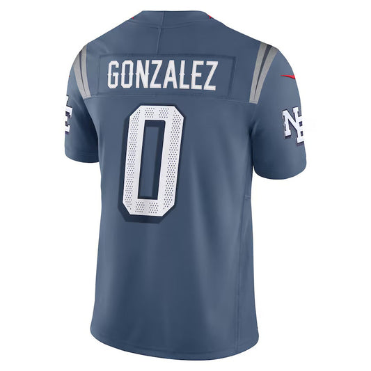 NE.Patriots #0 Christian Gonzalez 2025 Rivalries Collection Limited Jersey - Storm Blue Stitched American Football Jerseys - Main View