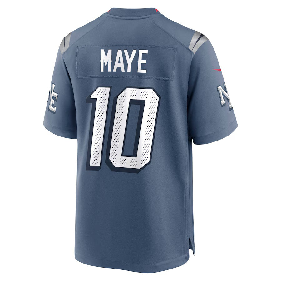 NE.Patriots #10 Drake Maye 2025 Rivalries Collection Game Jersey - Storm Blue Stitched American Football Jerseys - Main View