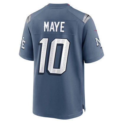 NE.Patriots #10 Drake Maye 2025 Rivalries Collection Game Jersey - Storm Blue Stitched American Football Jerseys - Main View