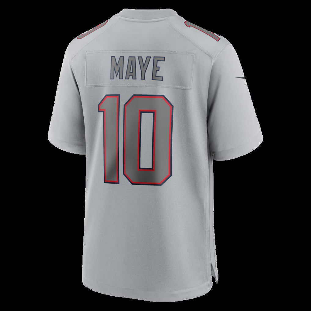 NE.Patriots #10 Drake Maye Gray Atmosphere Fashion Game Stitched American Football Jerseys - Main View