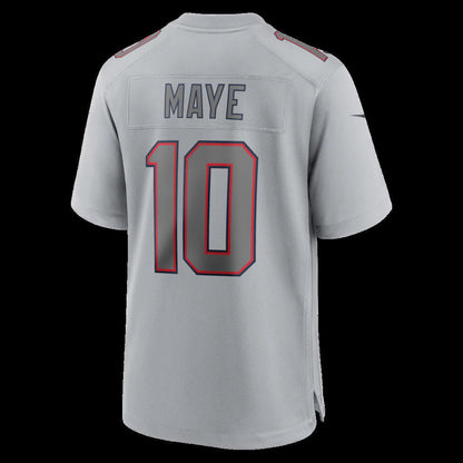 NE.Patriots #10 Drake Maye Gray Atmosphere Fashion Game Stitched American Football Jerseys - Main View