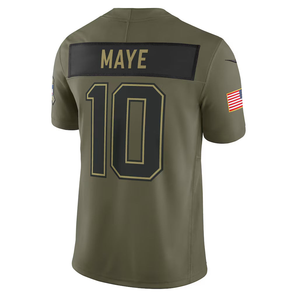 NE.Patriots #10 Drake Maye Olive 2025 Salute to Service Limited Stitched American Football Jerseys - Main View