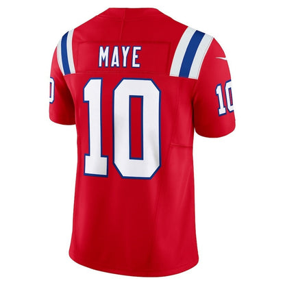 NE.Patriots #10 Drake Maye Red Alternate Vapor F.U.S.E. Limited Stitched American Football Jerseys - Main View