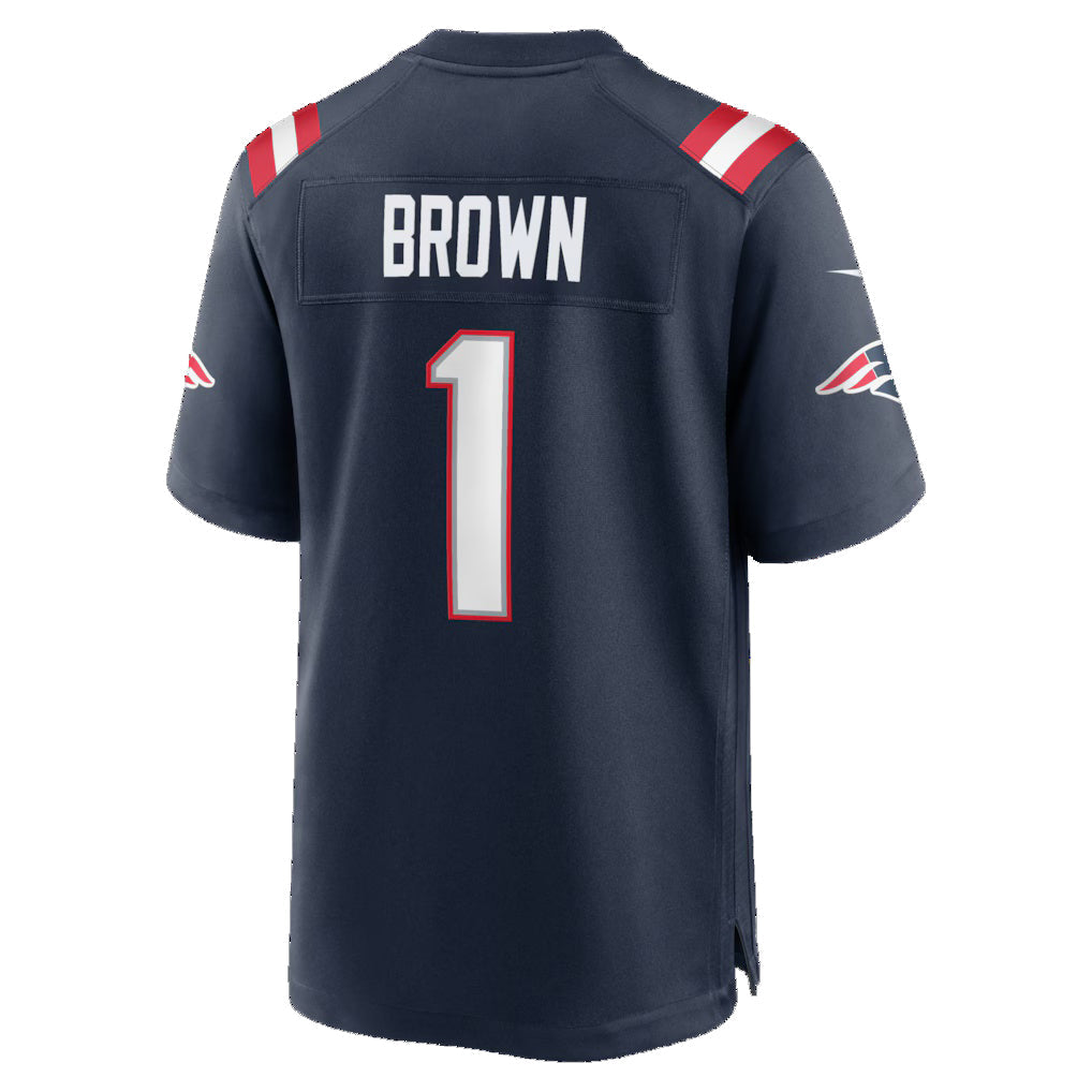 NE.Patriots #1 A.J. Brown Navy Team Game Stitched American Football Jerseys - Main View