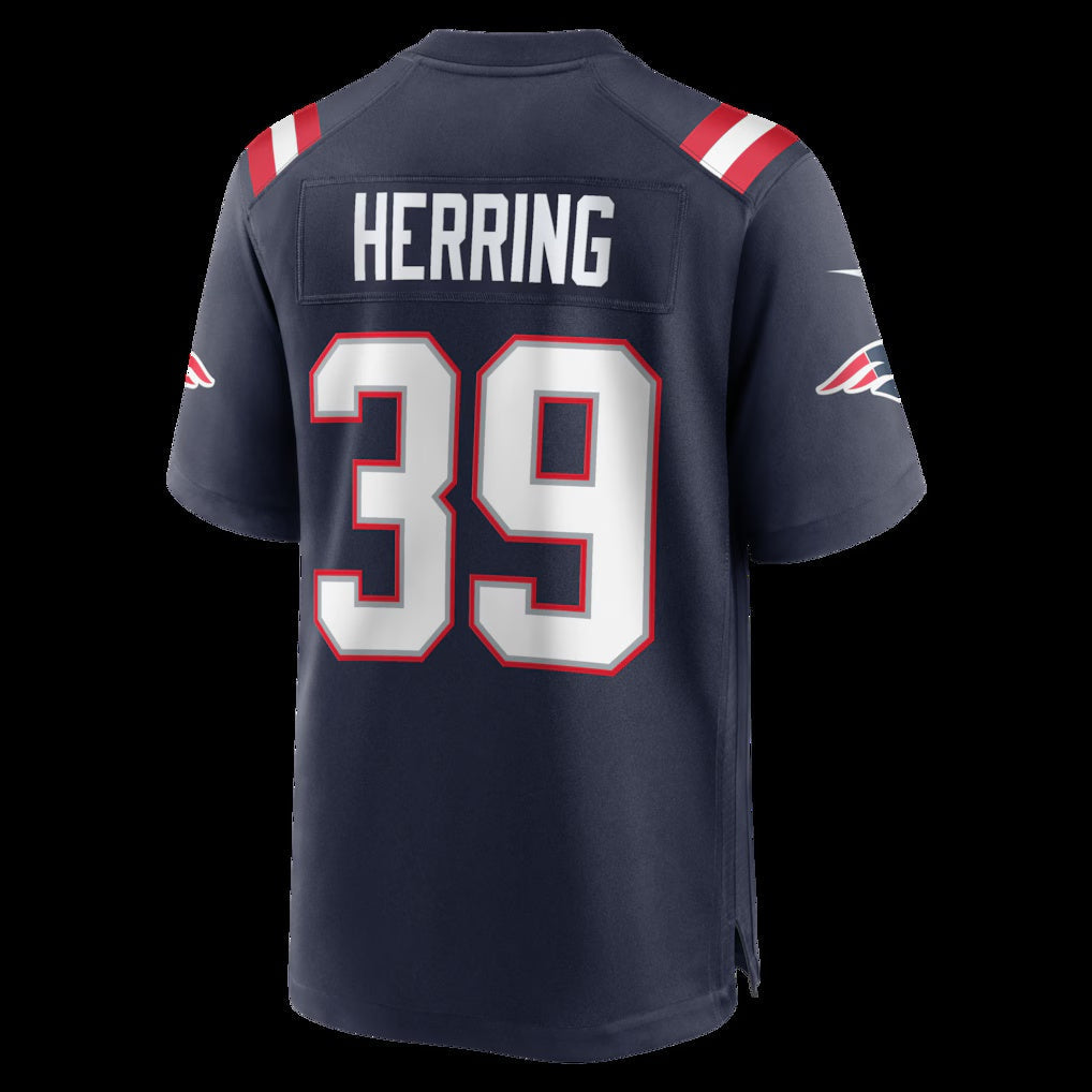 NE.Patriots #39 Tyron Herring Navy Team Game Stitched American Football Jerseys - Main View
