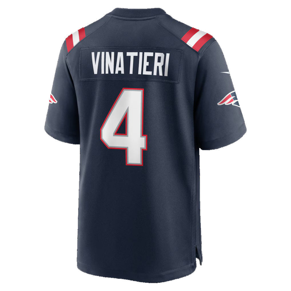 NE.Patriots #4 Adam Vinatieri Navy Team Retired Game Football Jersey - Main View