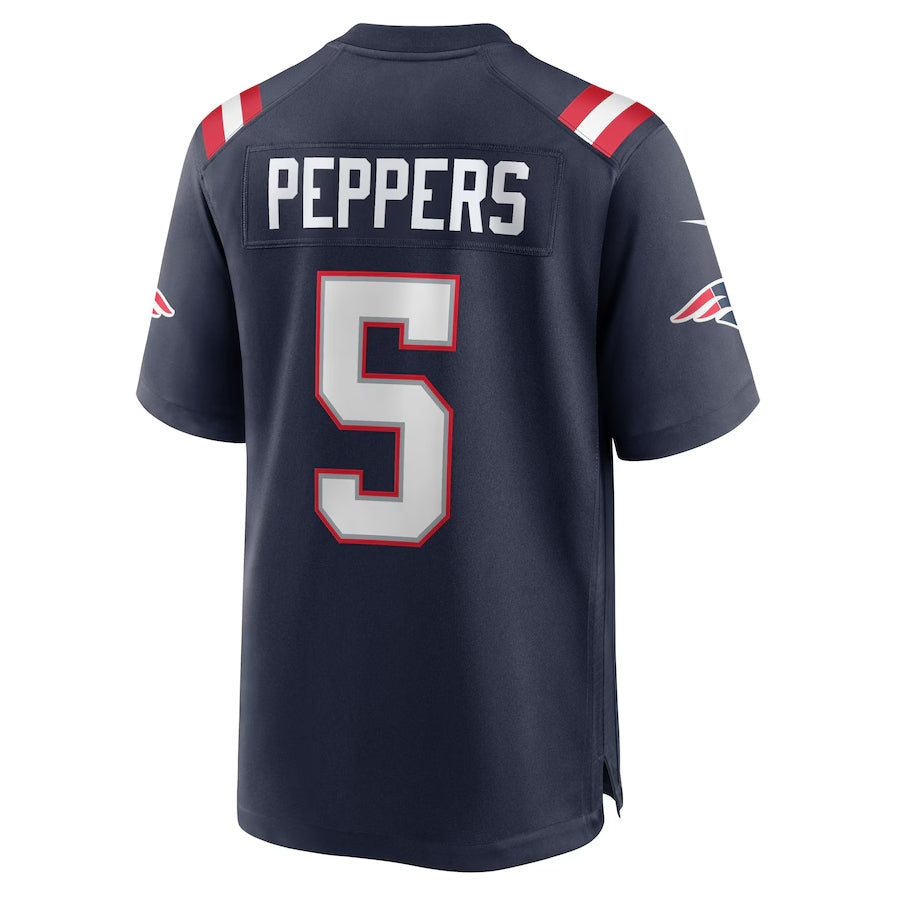 NE.Patriots #5 Jabrill Peppers Navy Game Player Stitched American Football Jerseys - Main View