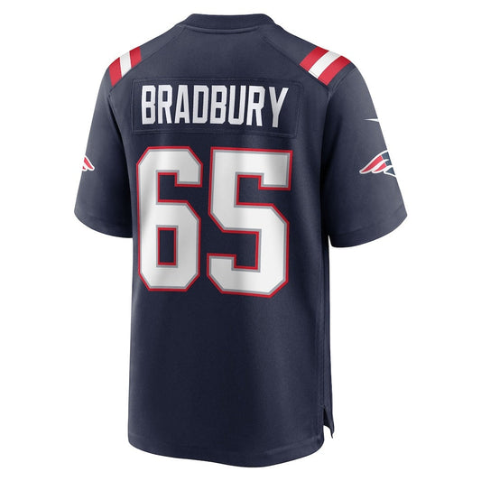 NE.Patriots #65 Garrett Bradbury Navy Team Game Stitched American Football Jerseys - Main View