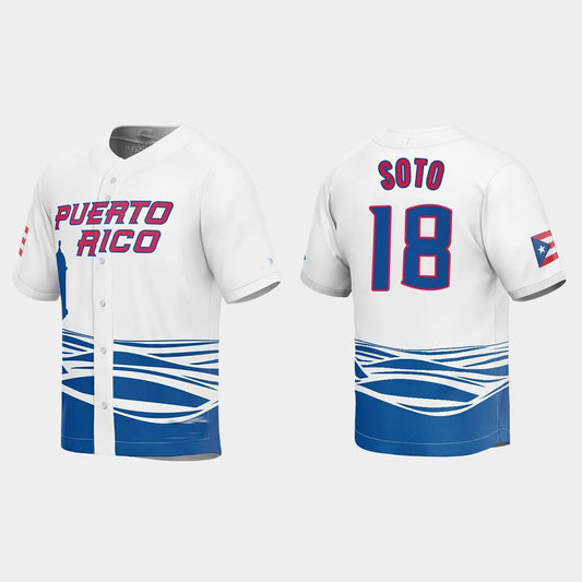 #18 NEFTALI SOTO PUERTO RICO BASEBALL 2023 WORLD BASEBALL CLASSIC JERSEY ¨C WHITE Stitches Baseball Jerseys - Main View