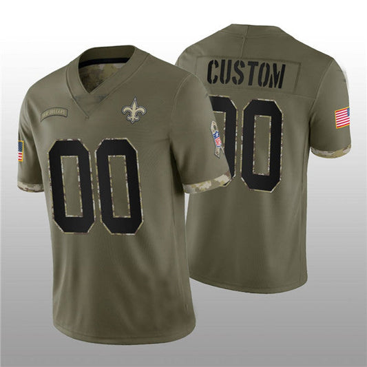 Custom NO.Saints ACTIVE PLAYER  2022 Olive Salute To Service Limited Stitched Jersey Football Jerseys - Main View