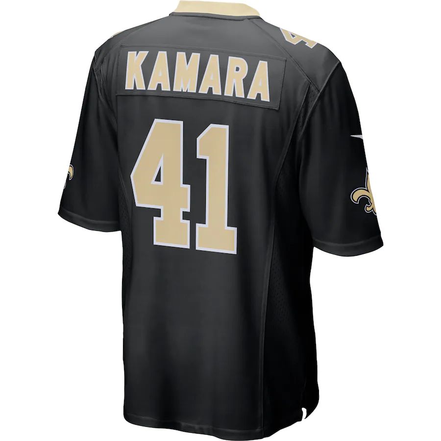 NO.Saints #41 Alvin Kamara Black Game Player Jersey Stitched American Football Jersey - Main View