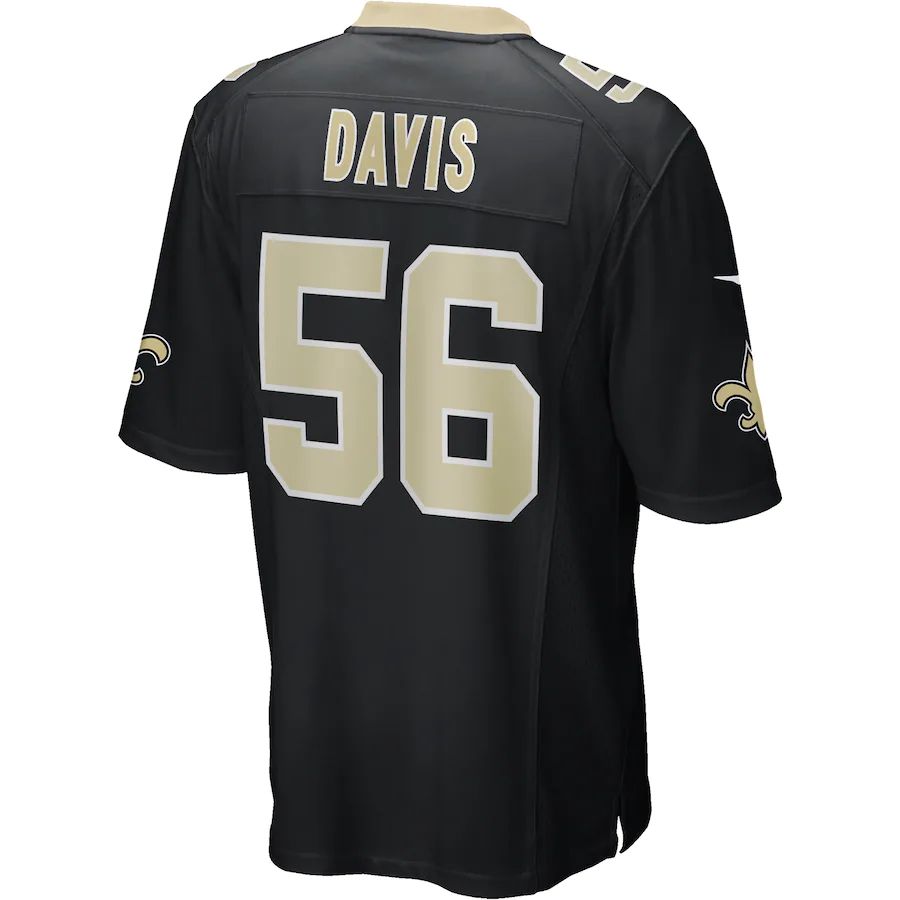 NO.Saints #56 Demario Davis Black Game Jersey Stitched American Football Jersey - Main View
