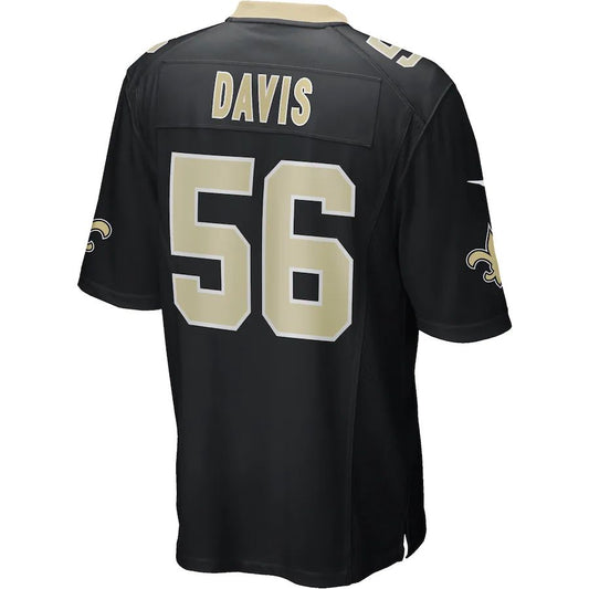 NO.Saints #56 Demario Davis Black Game Jersey Stitched American Football Jersey - Main View