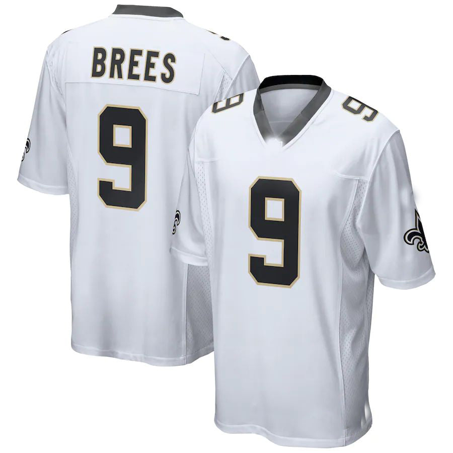 NO.Saints #9 Drew Brees White Game Jersey Stitched American Football Jersey - Main View