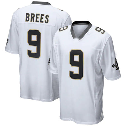 NO.Saints #9 Drew Brees White Game Jersey Stitched American Football Jersey - Main View