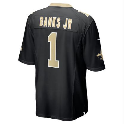 NO. Saints #1 Kelvin Banks Jr. Black 2025 Draft First Round Pick Game Stitched American Football Jersey - Main View