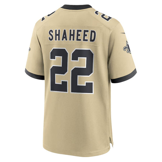 NO.Saints #22 Rashid Shaheed Gold Gameday Golds Alternate Game Player Stitched American Football Jersey - Main View