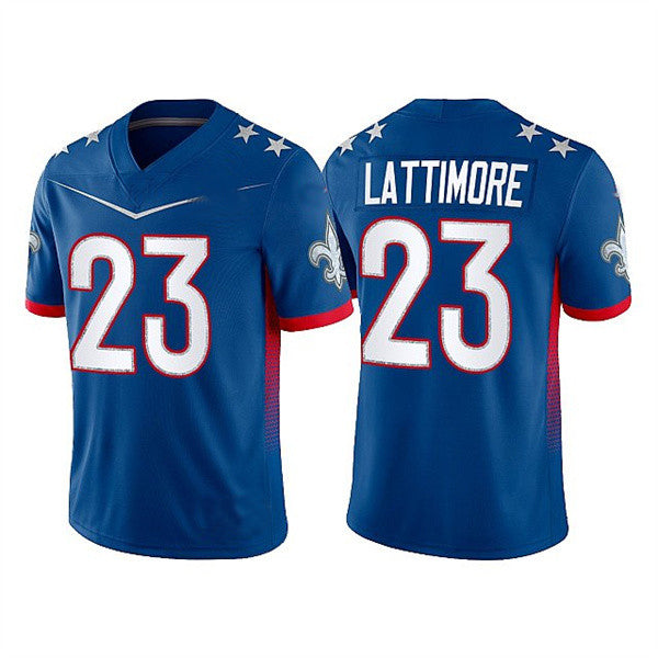 NO.Saints #23 Marshon Lattimore 2022 Royal Pro Bowl Stitched Jersey American Football Jersey - Main View