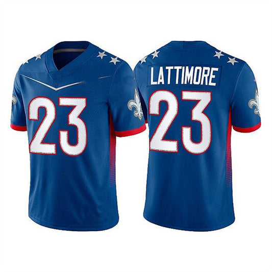 NO.Saints #23 Marshon Lattimore 2022 Royal Pro Bowl Stitched Jersey American Football Jersey - Main View